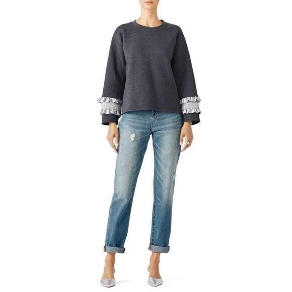 HARVEY FAIRCLOTH Grey Contrast Pullover MEDIUM